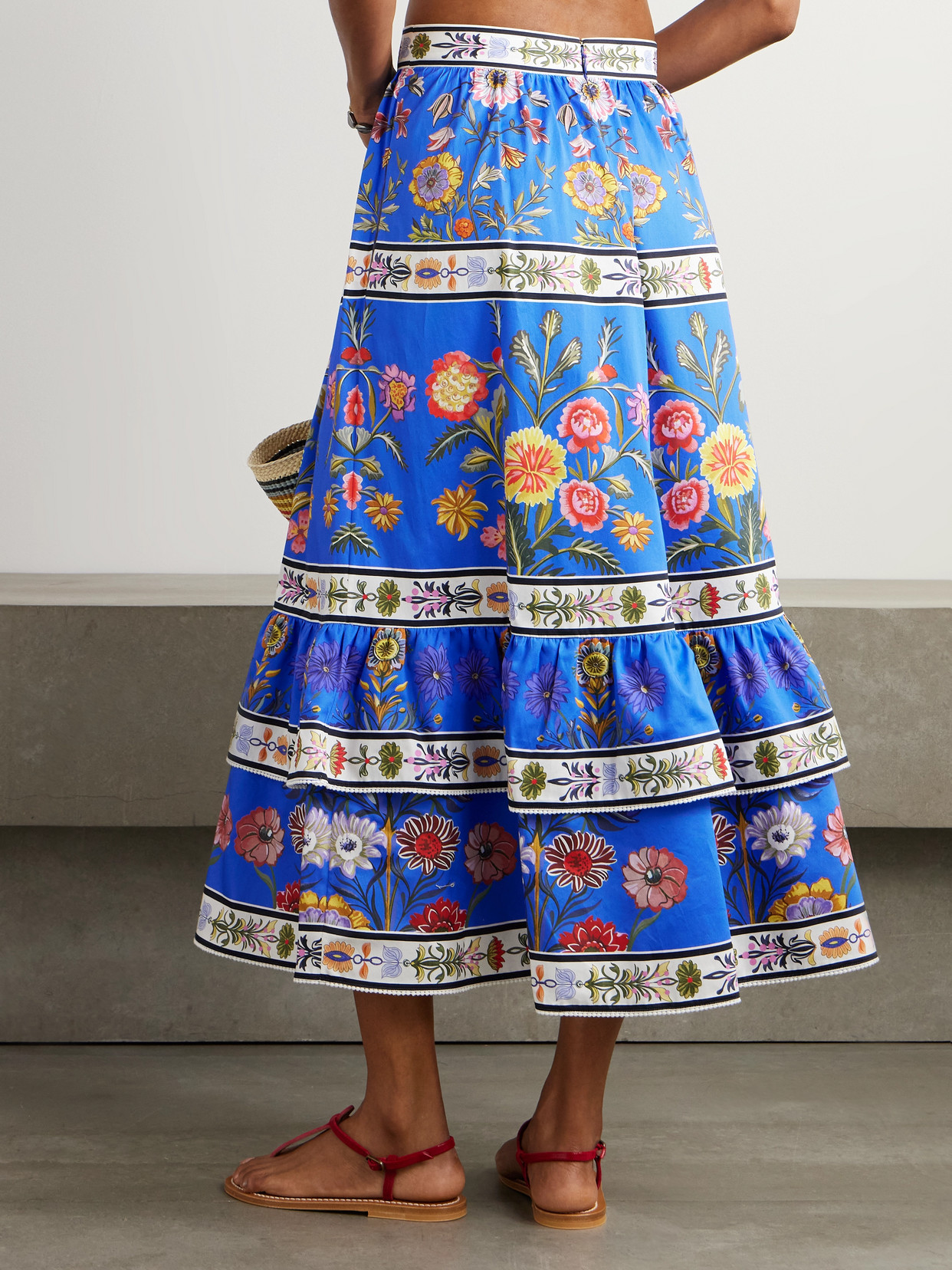 Borgo De Nor Paulina Printed Cotton-poplin Midi Skirt