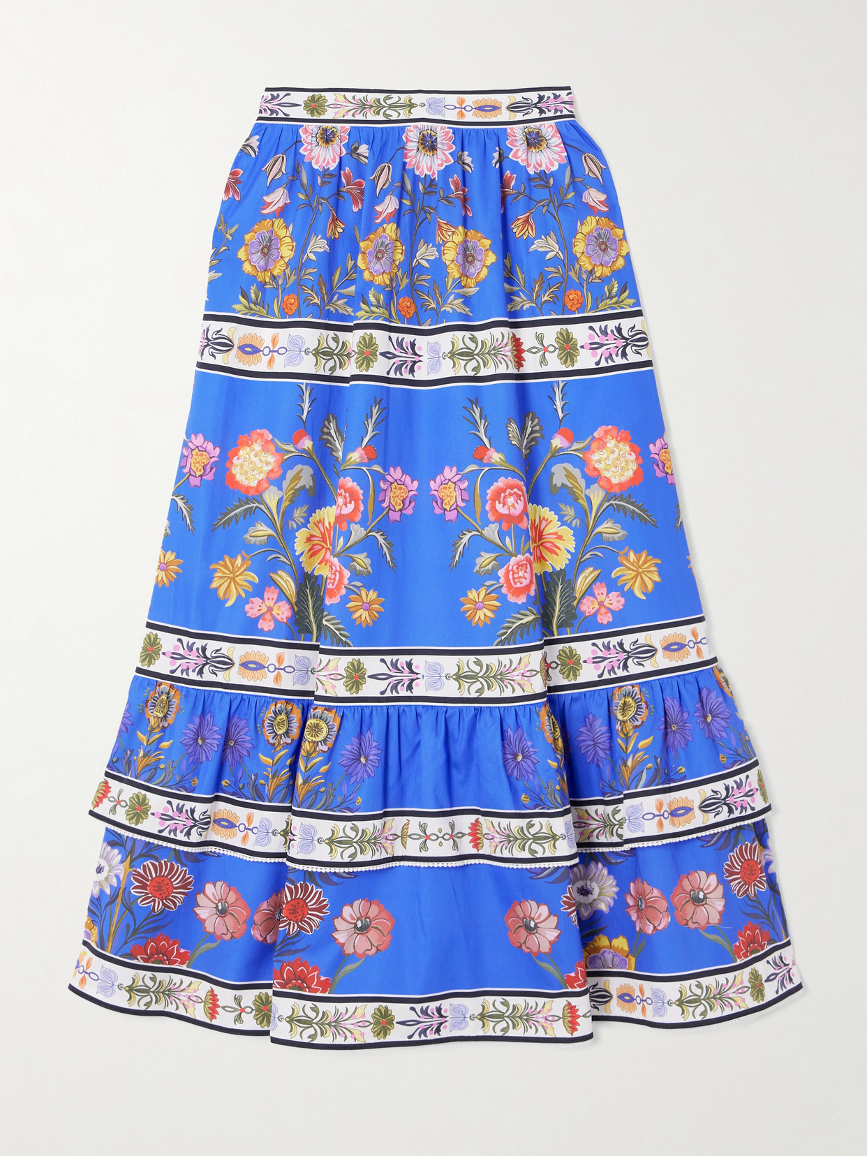 Borgo De Nor Paulina Printed Cotton-poplin Midi Skirt