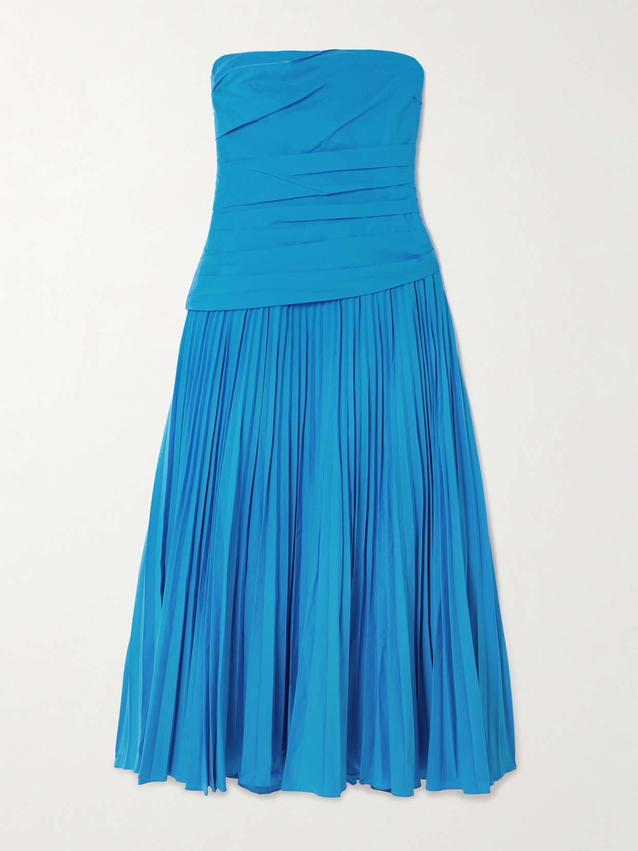 Simkhai Arie Strapless Gathered Pleated Cotton-blend Poplin Midi Dress