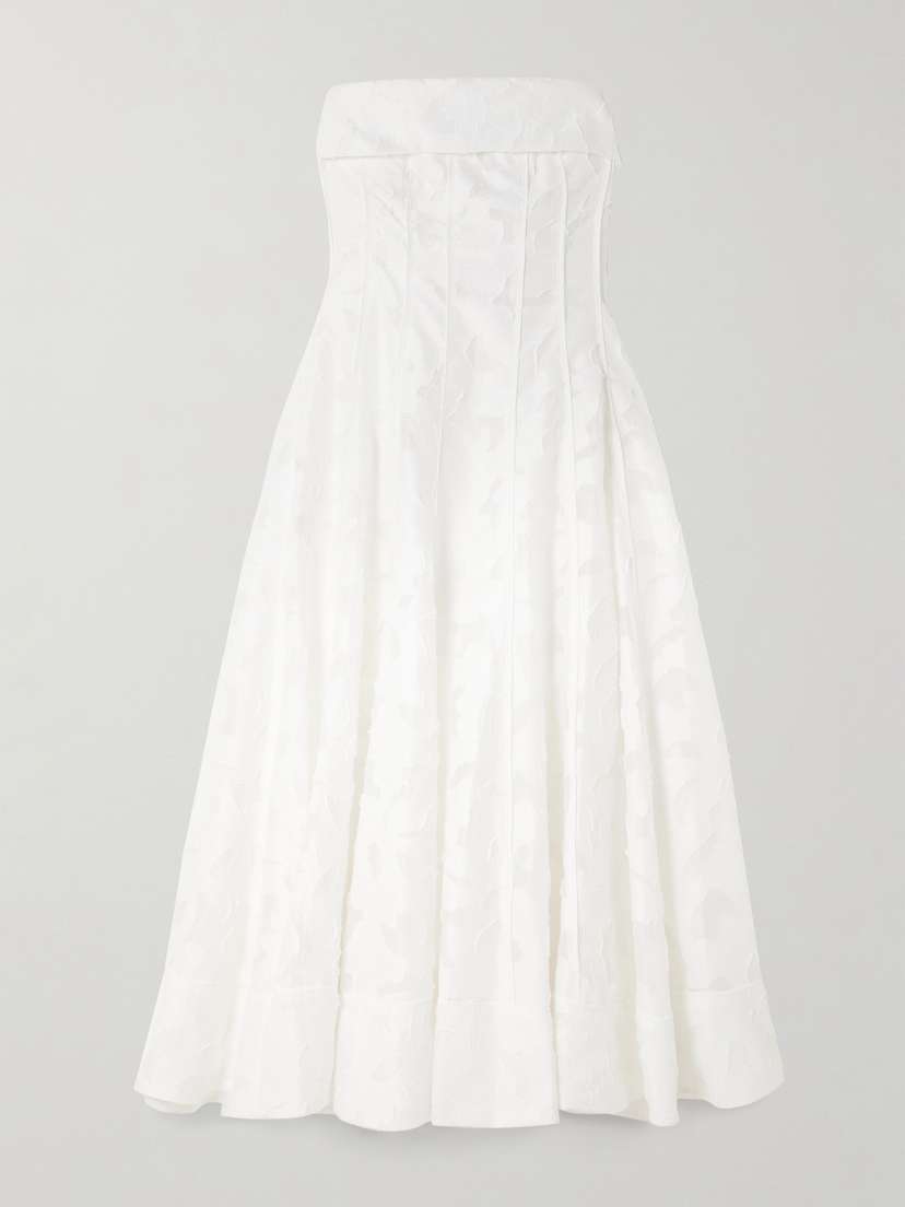 Simkhai Imogen Strapless Fil Coupé Jacquard Midi Dress