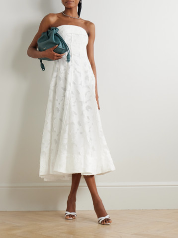 SIMKHAI Imogen strapless fil coupé jacquard midi dress