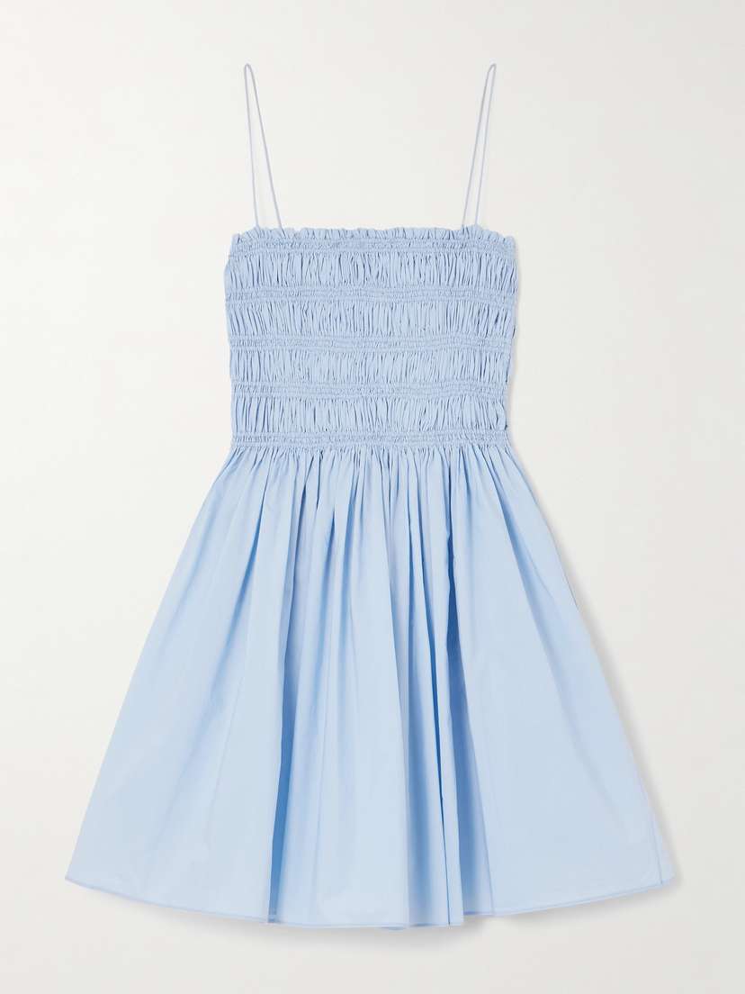 Matteau Shirred Organic Cotton-poplin Mini Dress