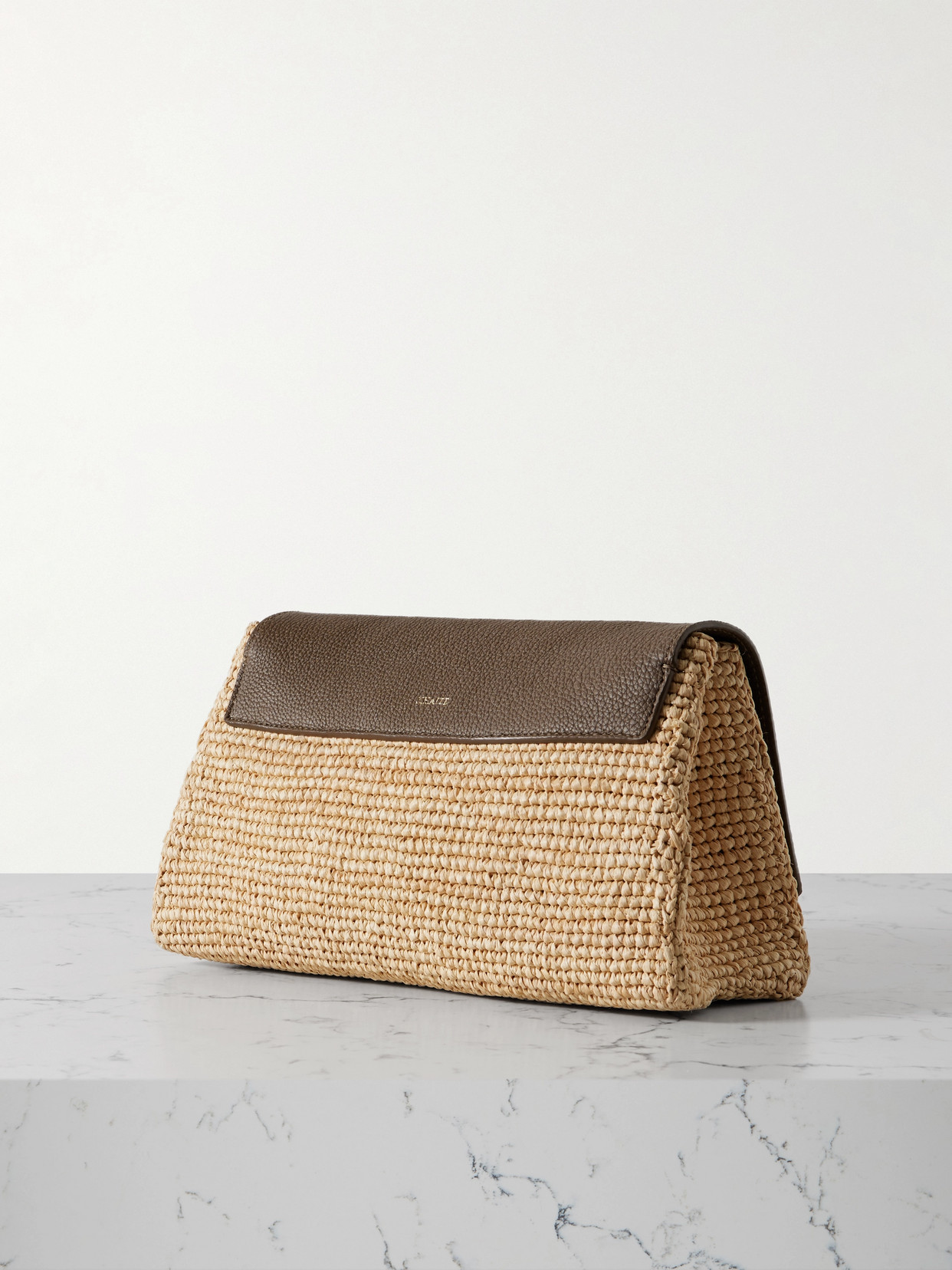 KHAITE AUDREY RAFFIA AND TEXTURED-LEATHER SHOULDER BAG
