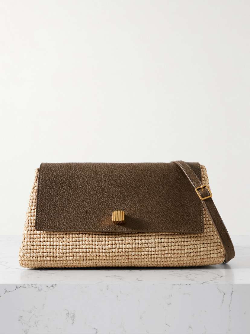 Khaite Audrey Raffia And Textured-leather Shoulder Bag