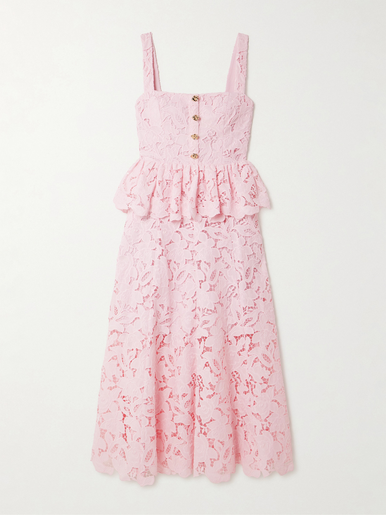 Self-portrait Guipure Lace Peplum Midi Dress