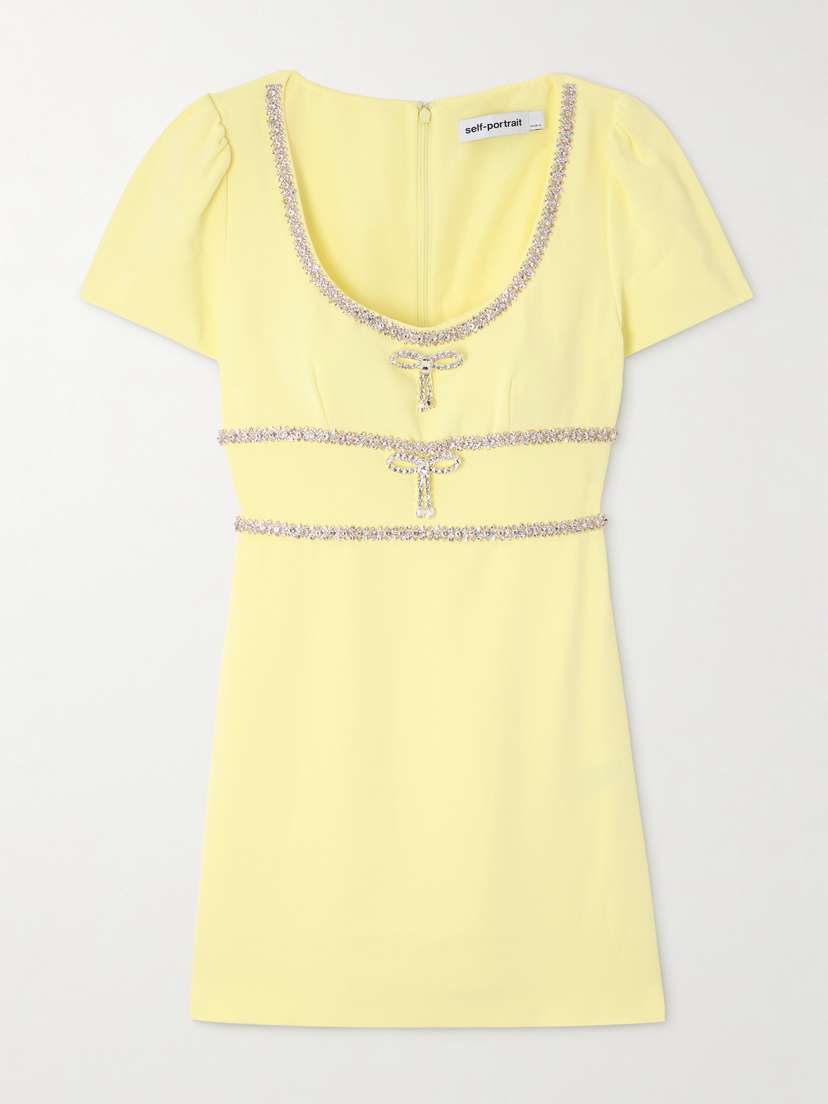 Self-Portrait Crystal-embellished Crepe Mini Dress