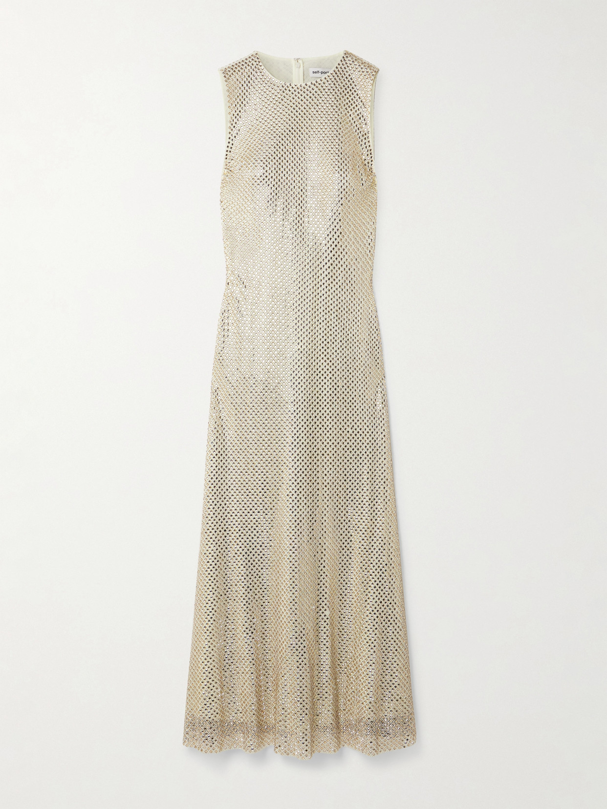 Self-portrait Crystal-embellished Stretch-mesh Maxi Dress