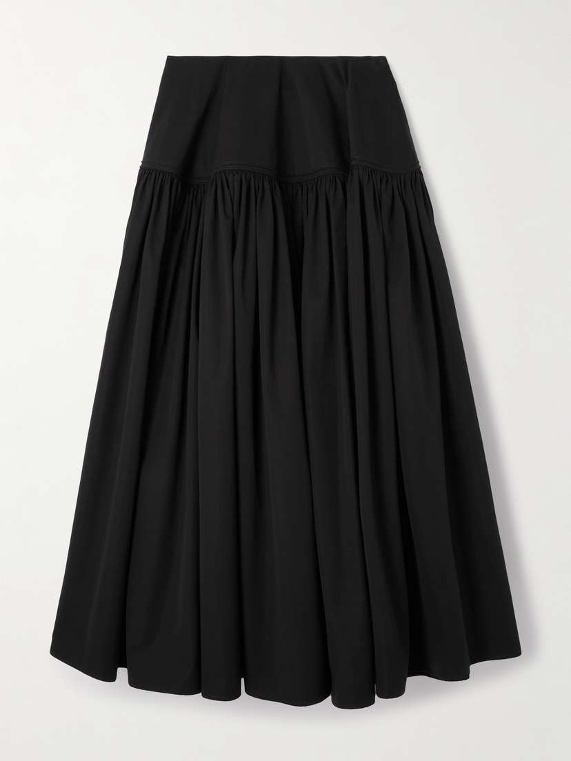 Alaïa Gathered Cotton-poplin Maxi Skirt