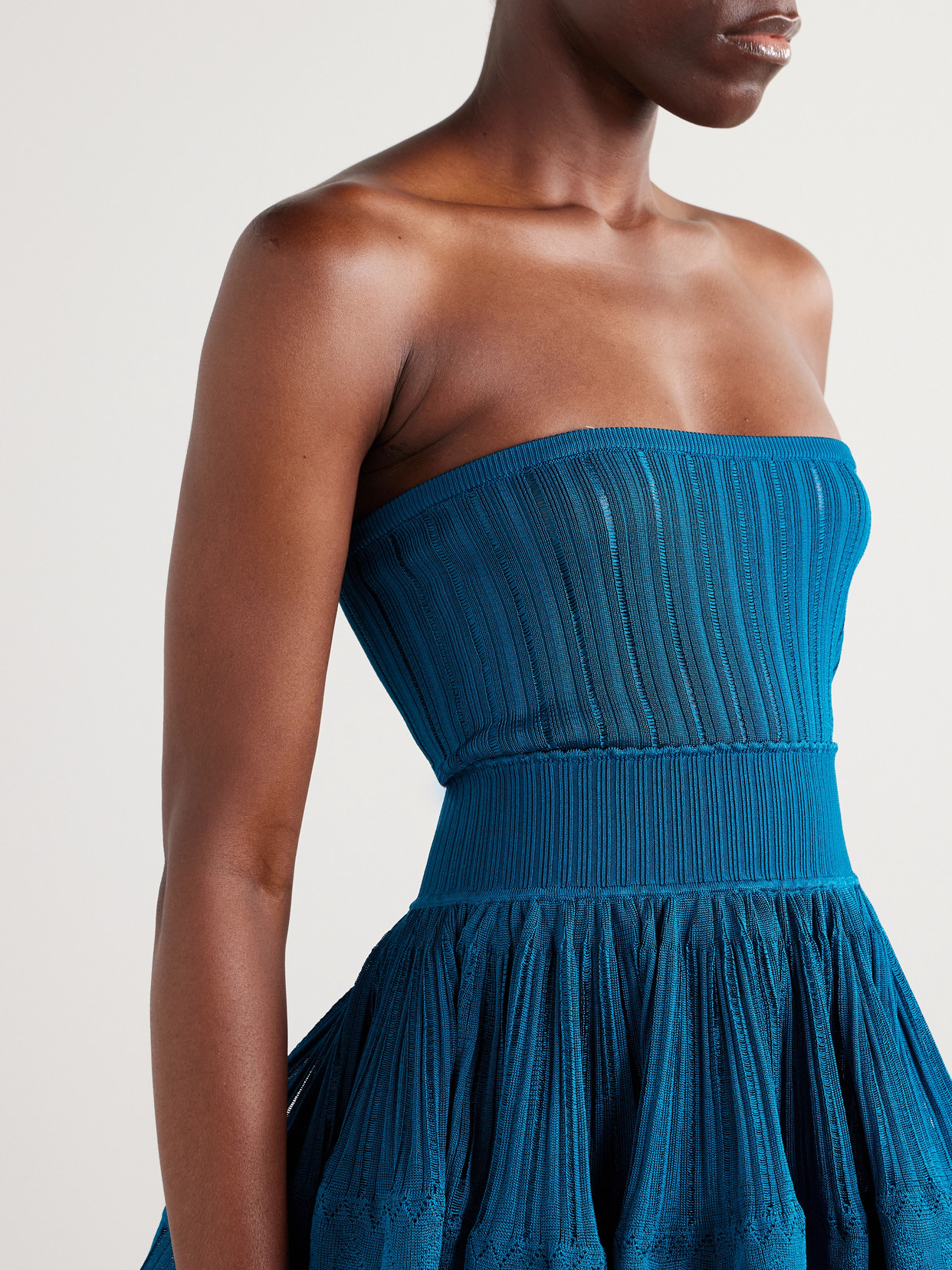Alaïa Tiered Pointelle-knit Mini Dress