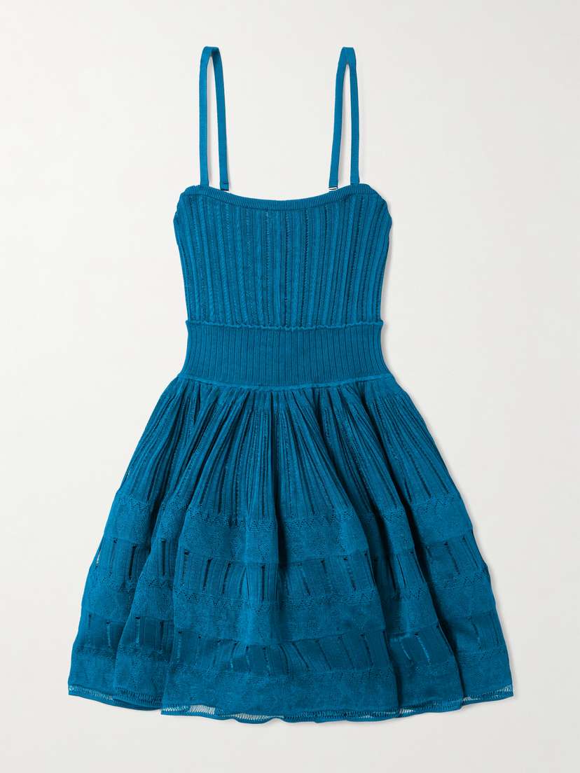 Alaïa Tiered Pointelle-knit Mini Dress