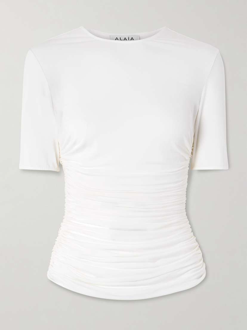 Alaïa Ruched Stretch-jersey T-shirt