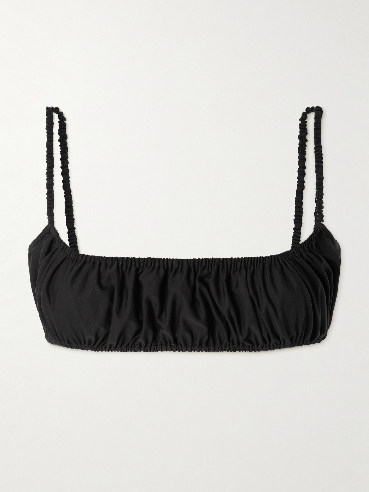 Alaïa Gathered Cotton-poplin Bralette In Black