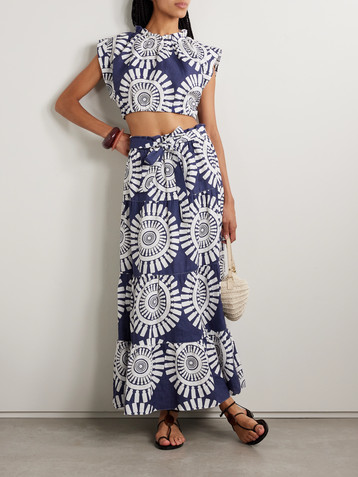 Lemlem Muna cropped printed linen top