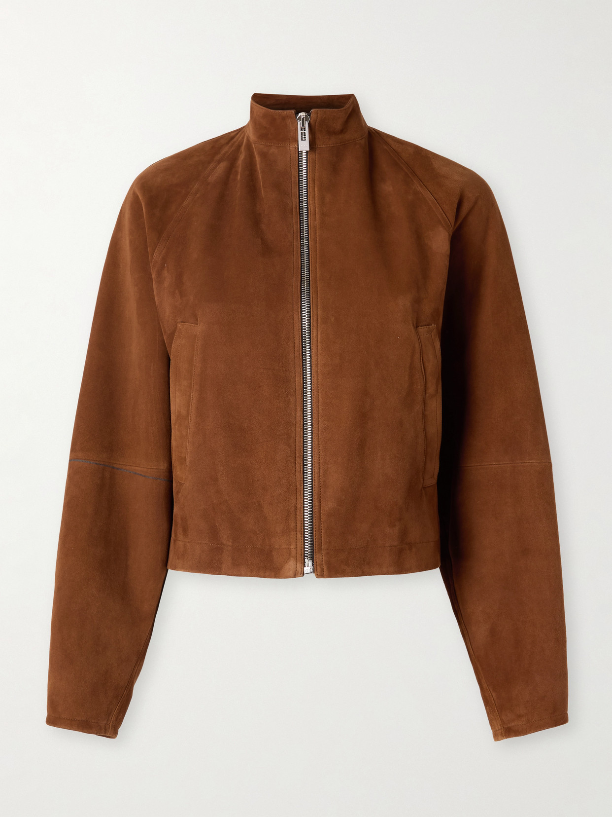 Alaïa Round Zip-up Jacket In Suede In Brown