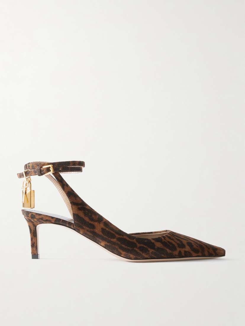 Tom Ford Padlock Leopard-print Suede Pumps