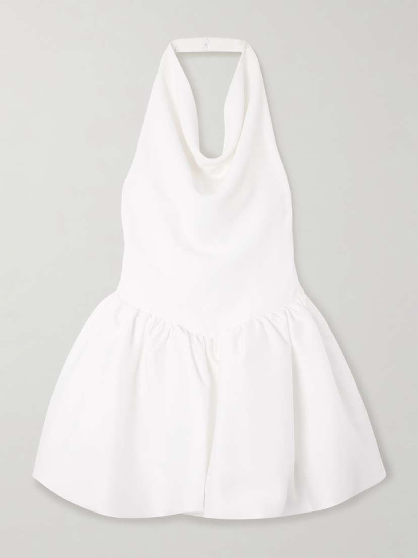 Self-Portrait Draped Crepe Halterneck Mini Dress