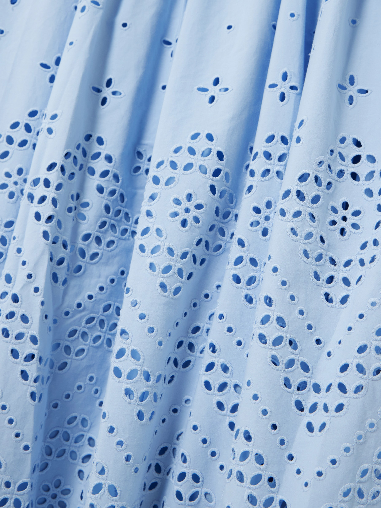 Self-portrait Broderie Anglaise Cotton Midi Skirt In Blue