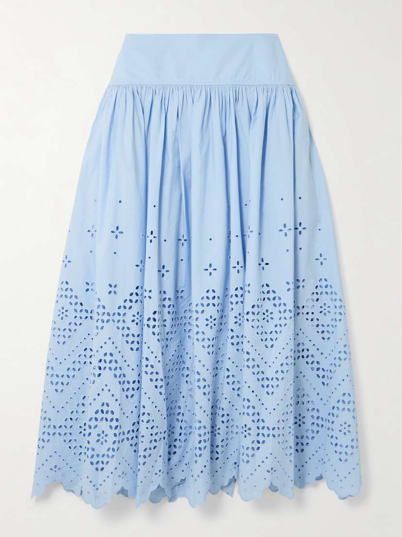 Self-Portrait Broderie Anglaise Cotton Midi Skirt