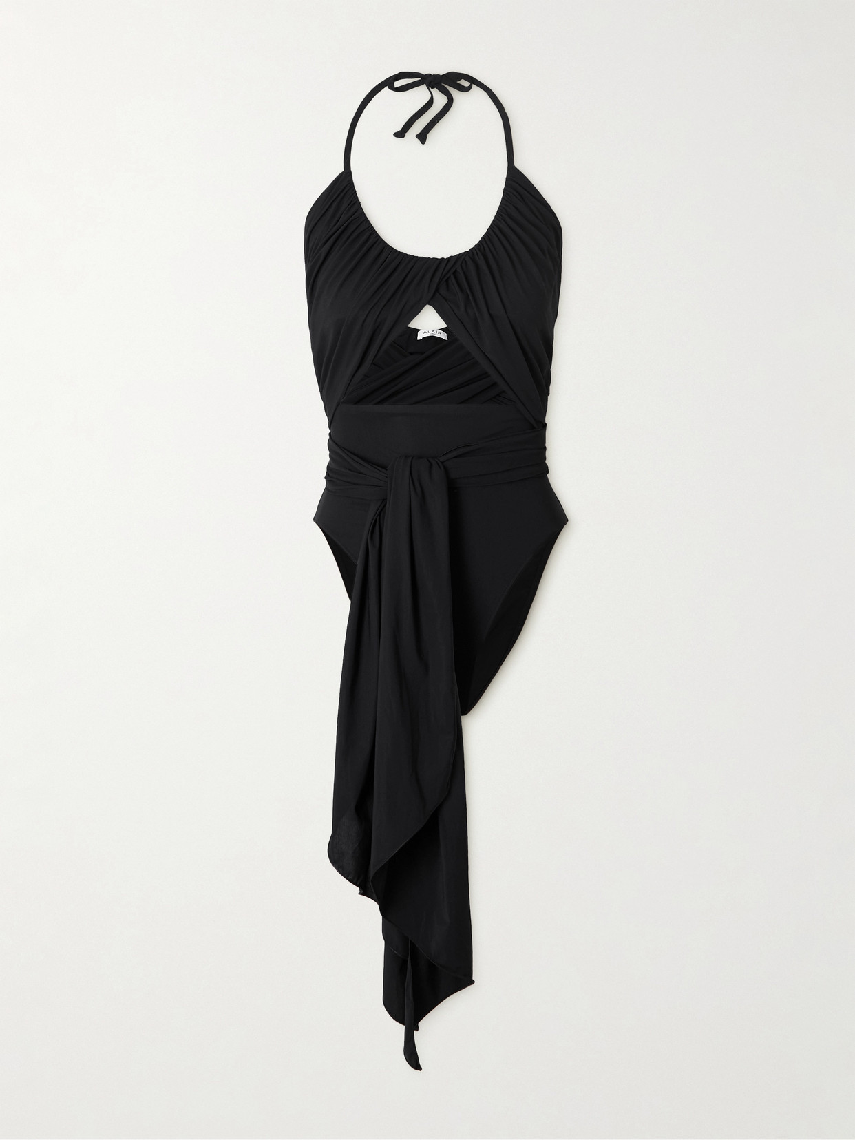 Alaïa Halterneck Draped Swimsuit In Black