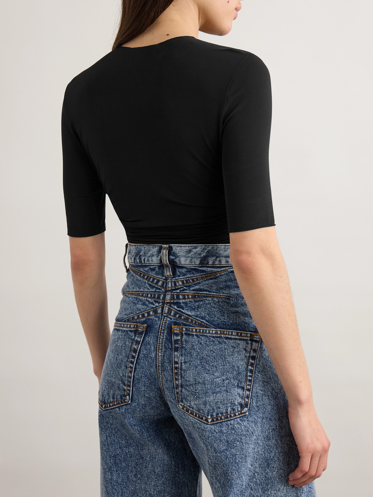 Alaïa Ruched Stretch-jersey T-shirt