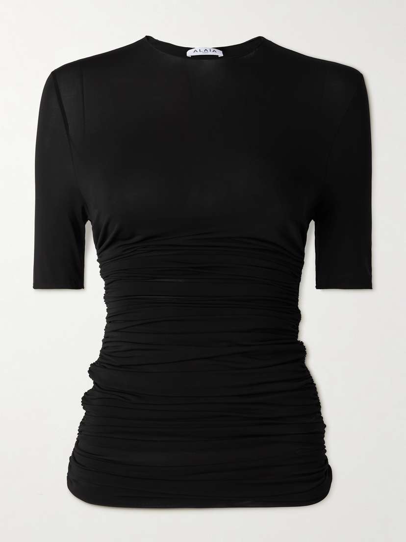 Alaïa Ruched Stretch-jersey T-shirt
