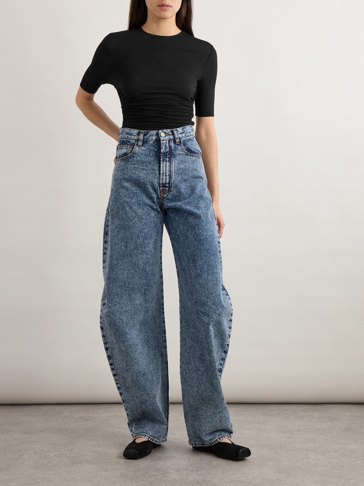Alaïa Ruched Stretch-jersey T-shirt