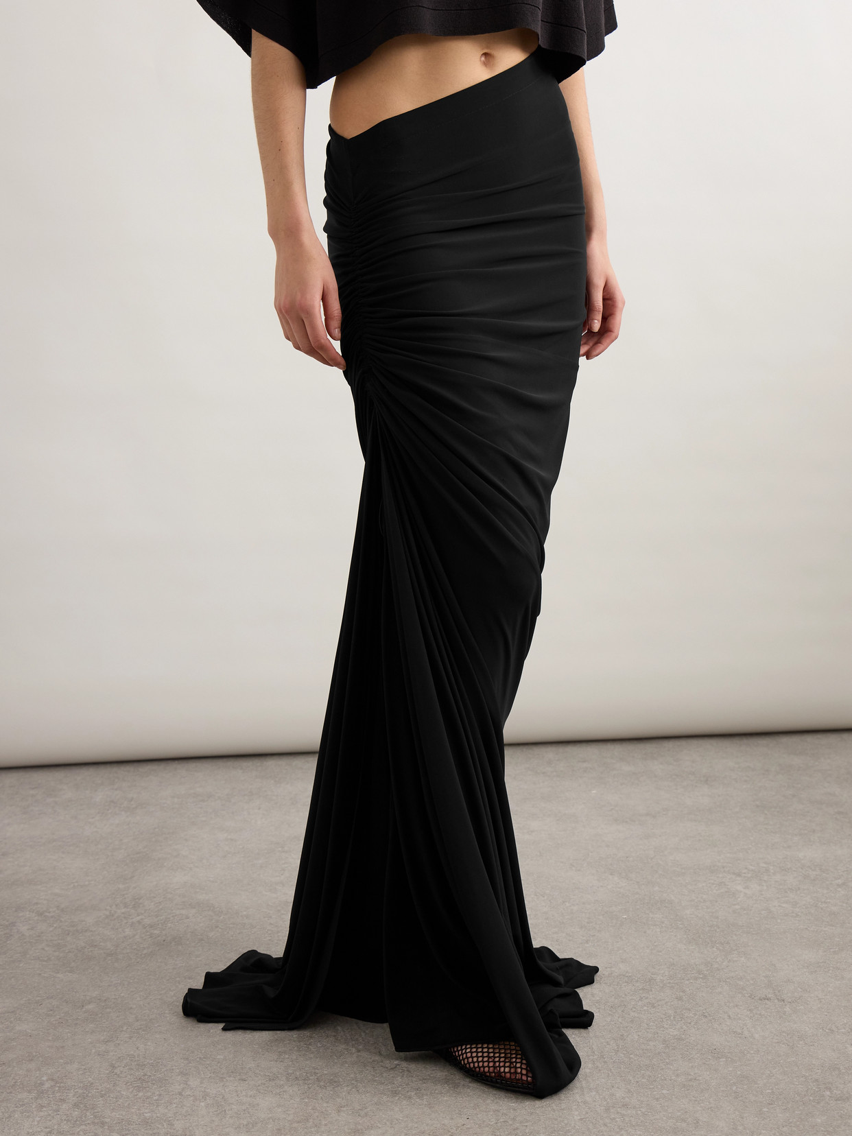 Alaïa Draped Stretch-knit Maxi Skirt