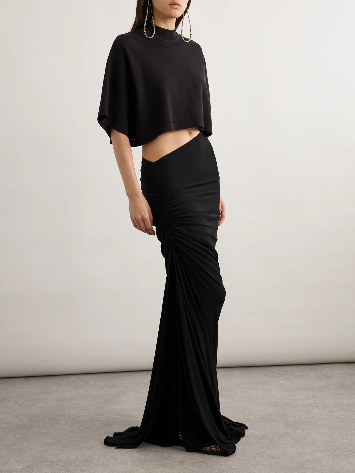 Alaïa Draped Stretch-knit Maxi Skirt