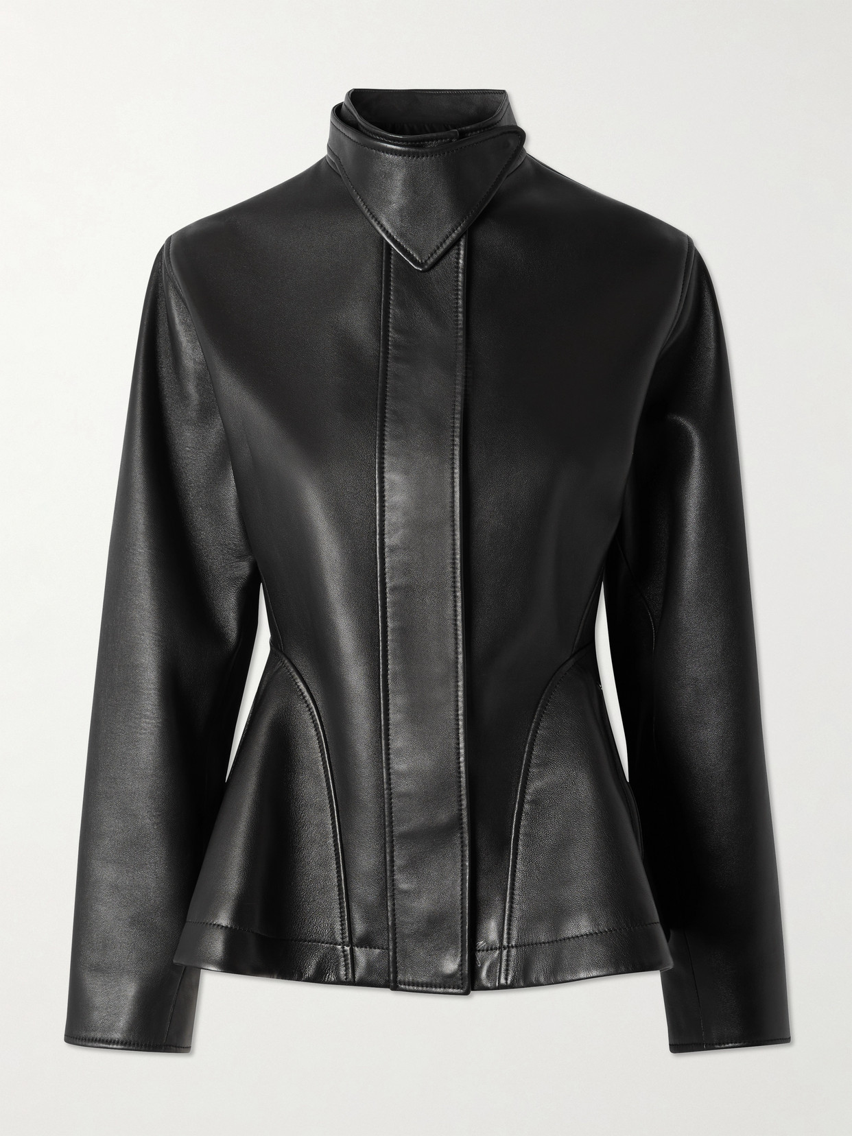 Alaïa Womens Noir Alaia Peplum Band-collar Leather Jacket In Black