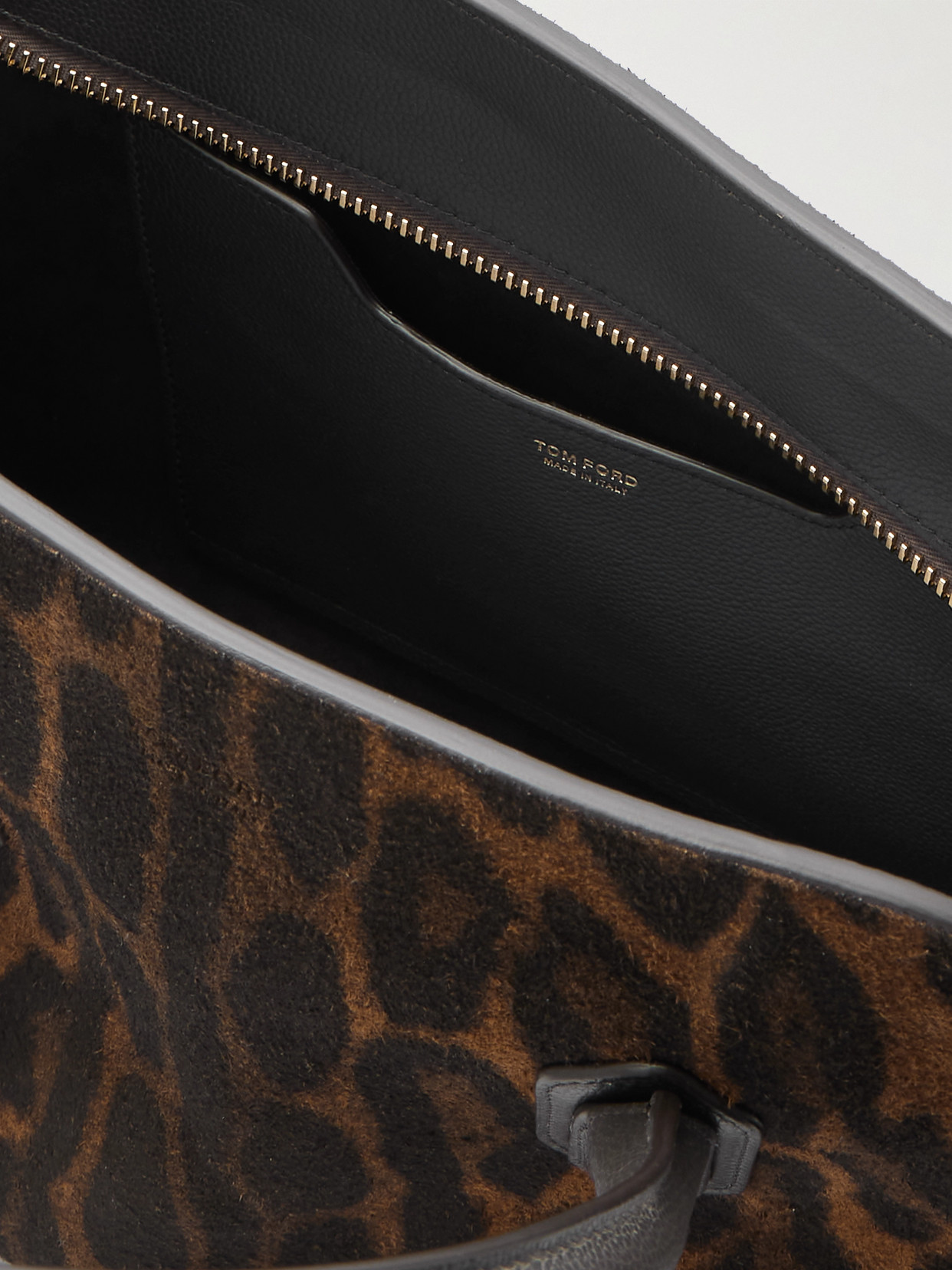 Tom Ford Ocelot Medium Leather-trimmed Ocelot-print Brushed-suede Tote