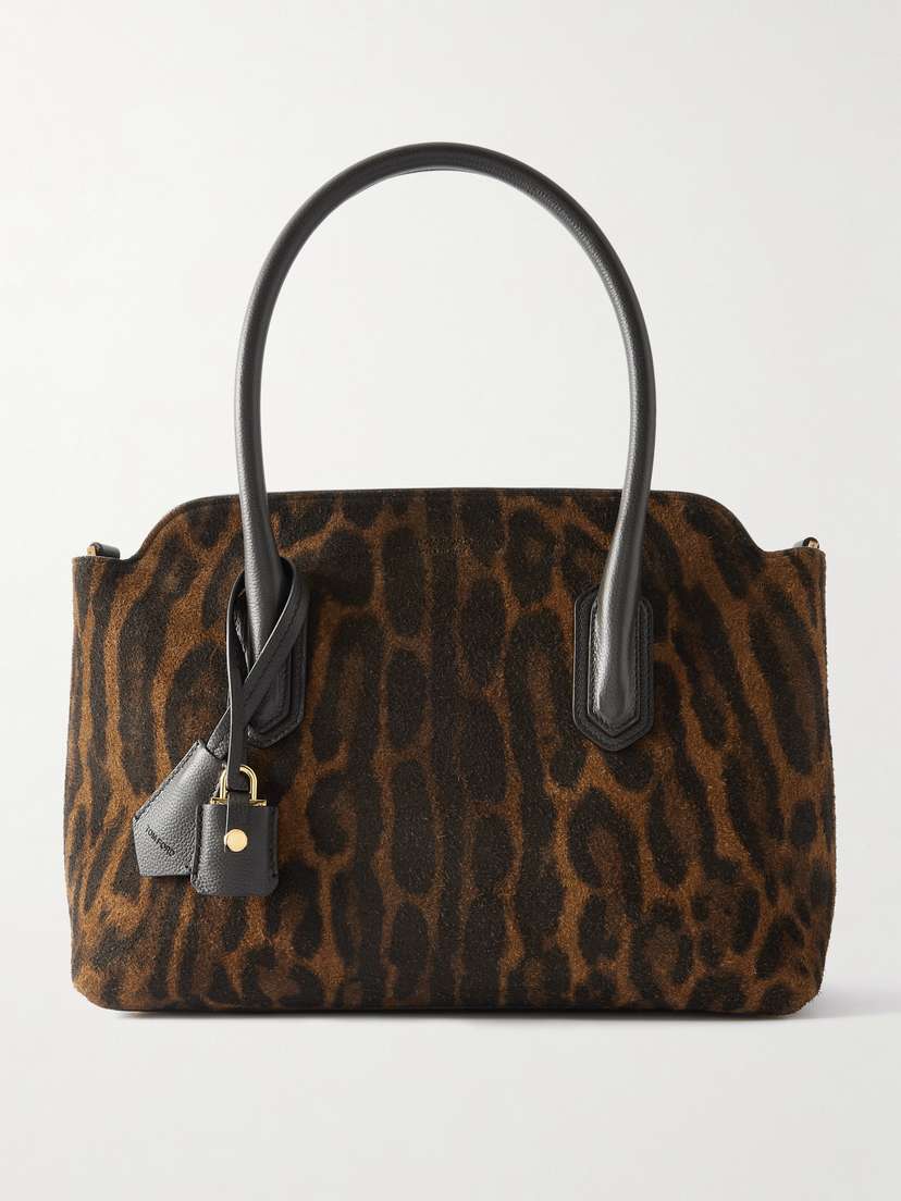 Tom Ford Ocelot Medium Leather-trimmed Ocelot-print Brushed-suede Tote