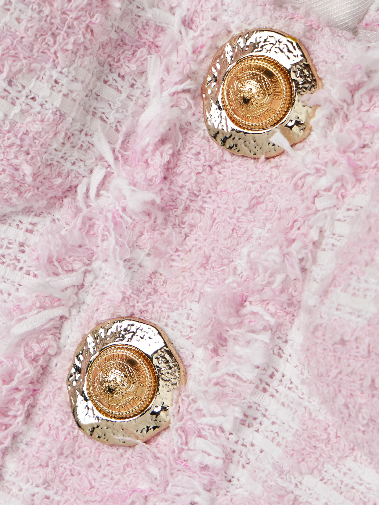 Balmain Embellished Cotton-blend Tweed Bustier Top In Pink