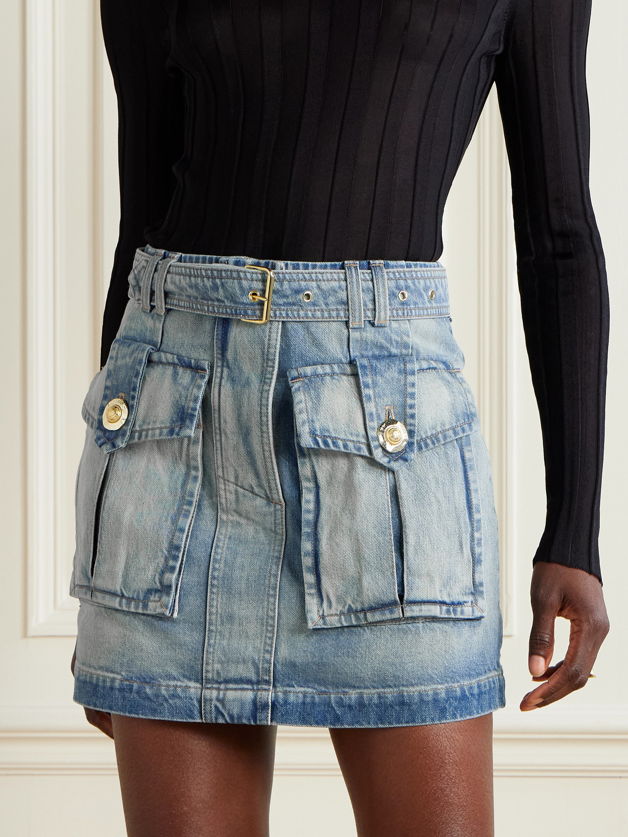 Belted Denim Mini