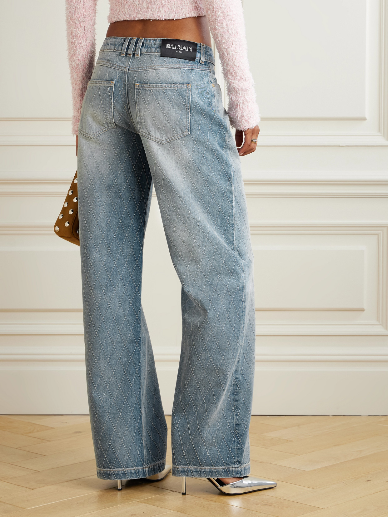 Balmain Quilted Rigid Straight-leg Jeans