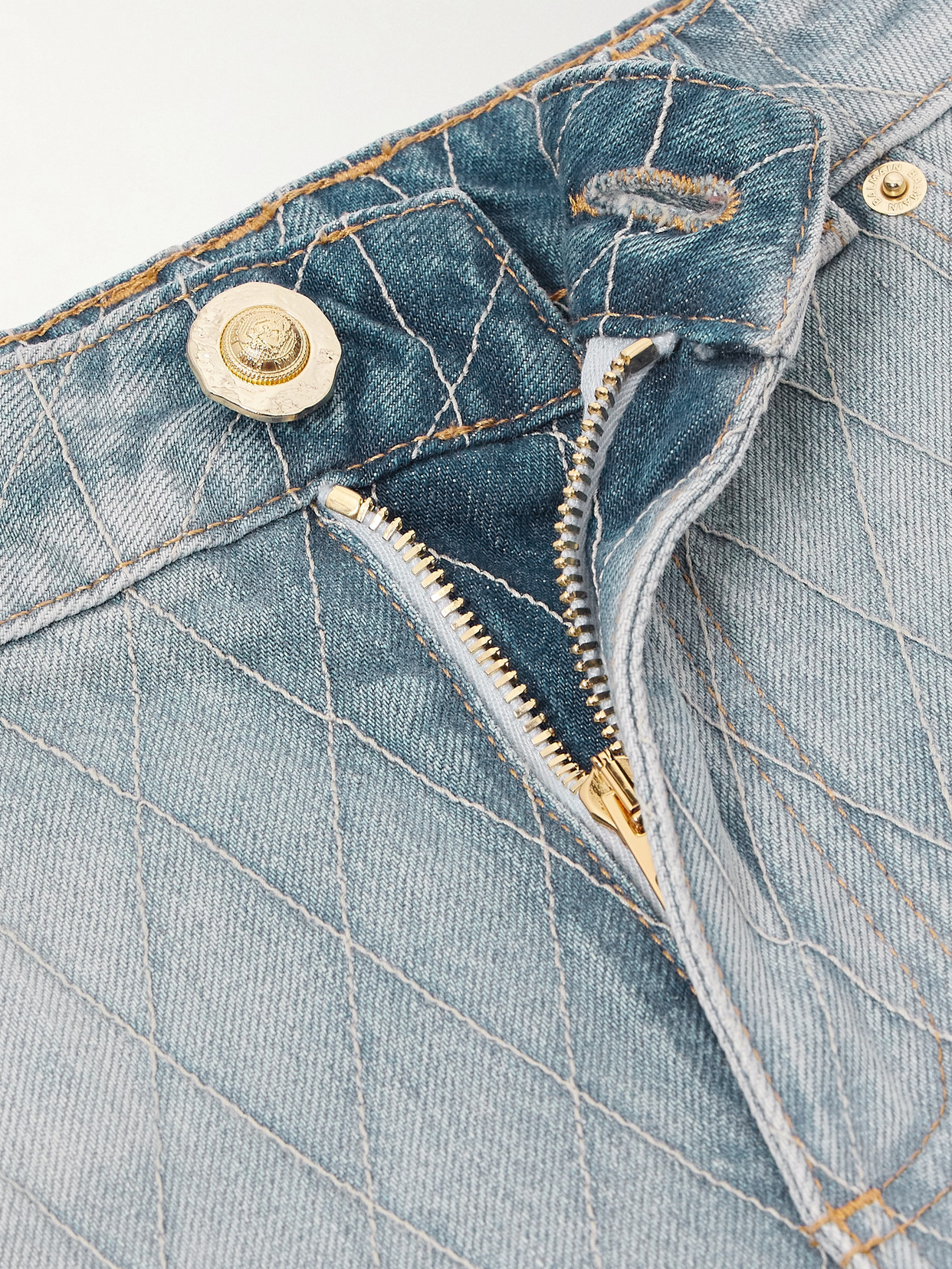 Balmain Quilted Rigid Straight-leg Jeans