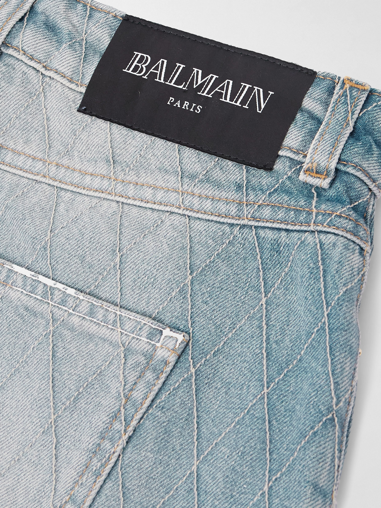 Balmain Quilted Rigid Straight-leg Jeans