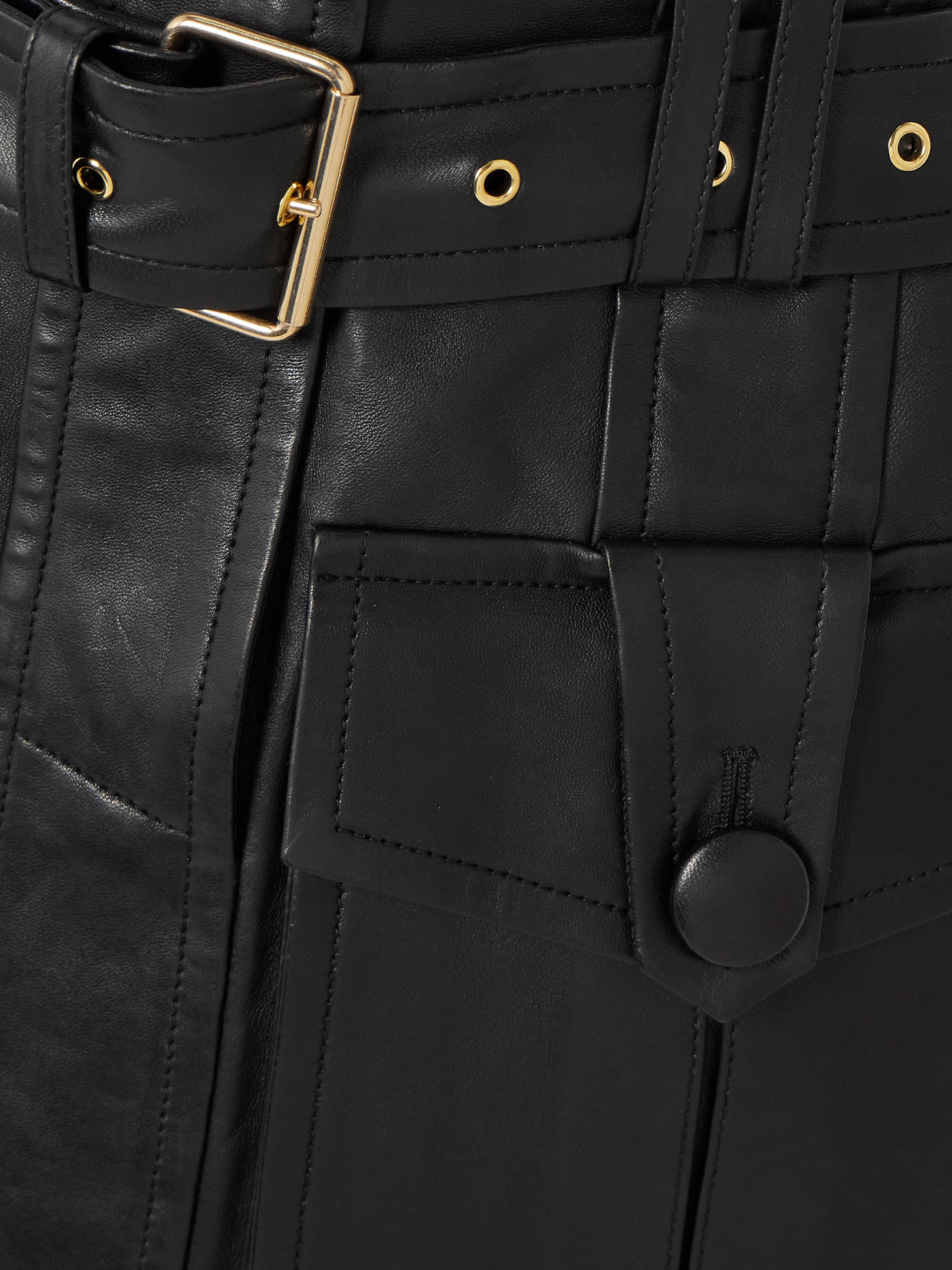 Balmain Lambskin Belted Mini Skirt In Black
