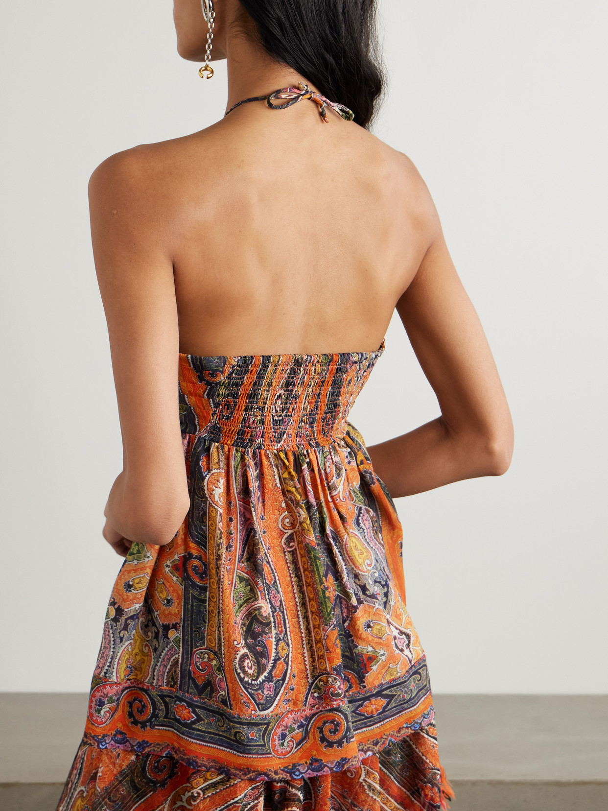 Isabel Marant Yickia Tiered Printed Silk-voile Halterneck Top