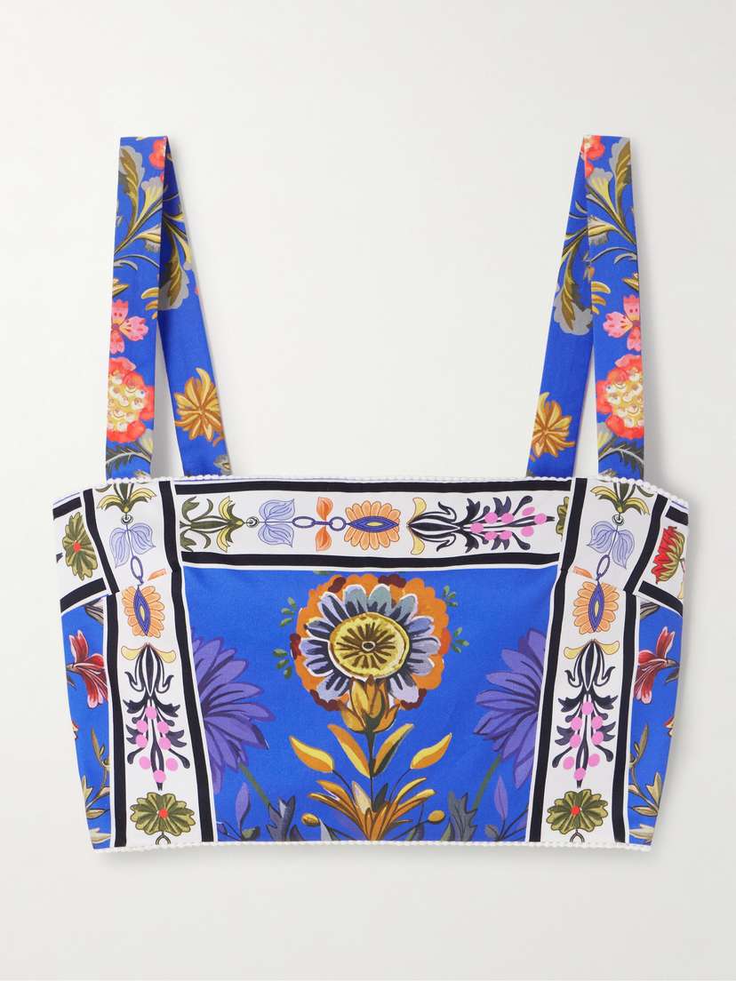 Borgo de Nor Didi Cropped Floral-print Cotton-poplin Top