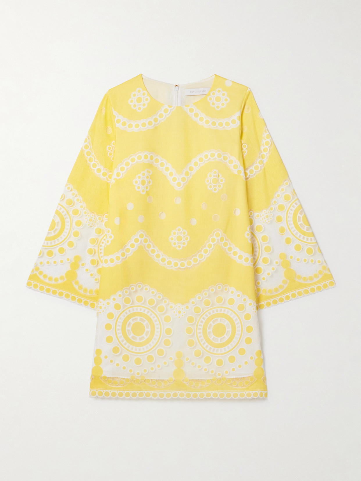 Borgo De Nor Stevie Cotton-blend Poplin And Guipure Lace Mini Dress