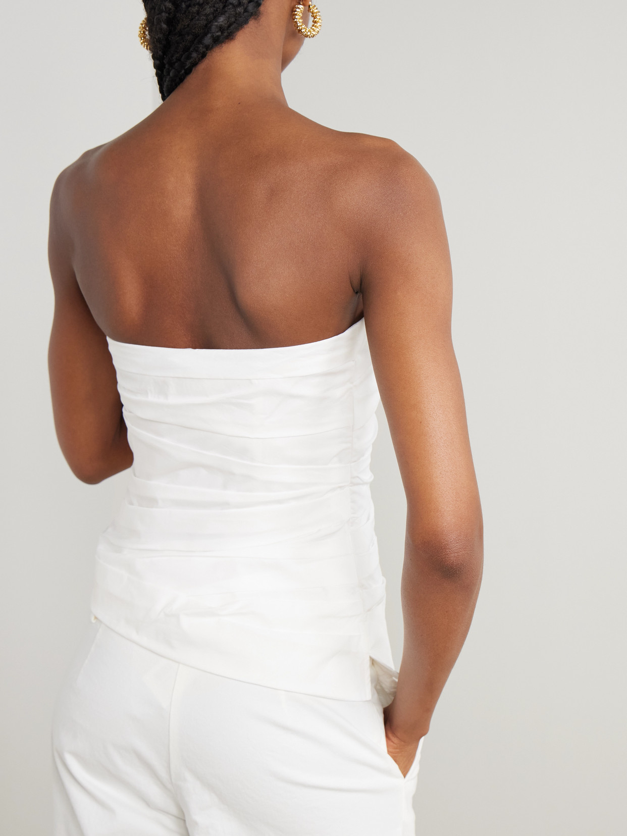 Simkhai Emerson Ruched Bustier Top In White