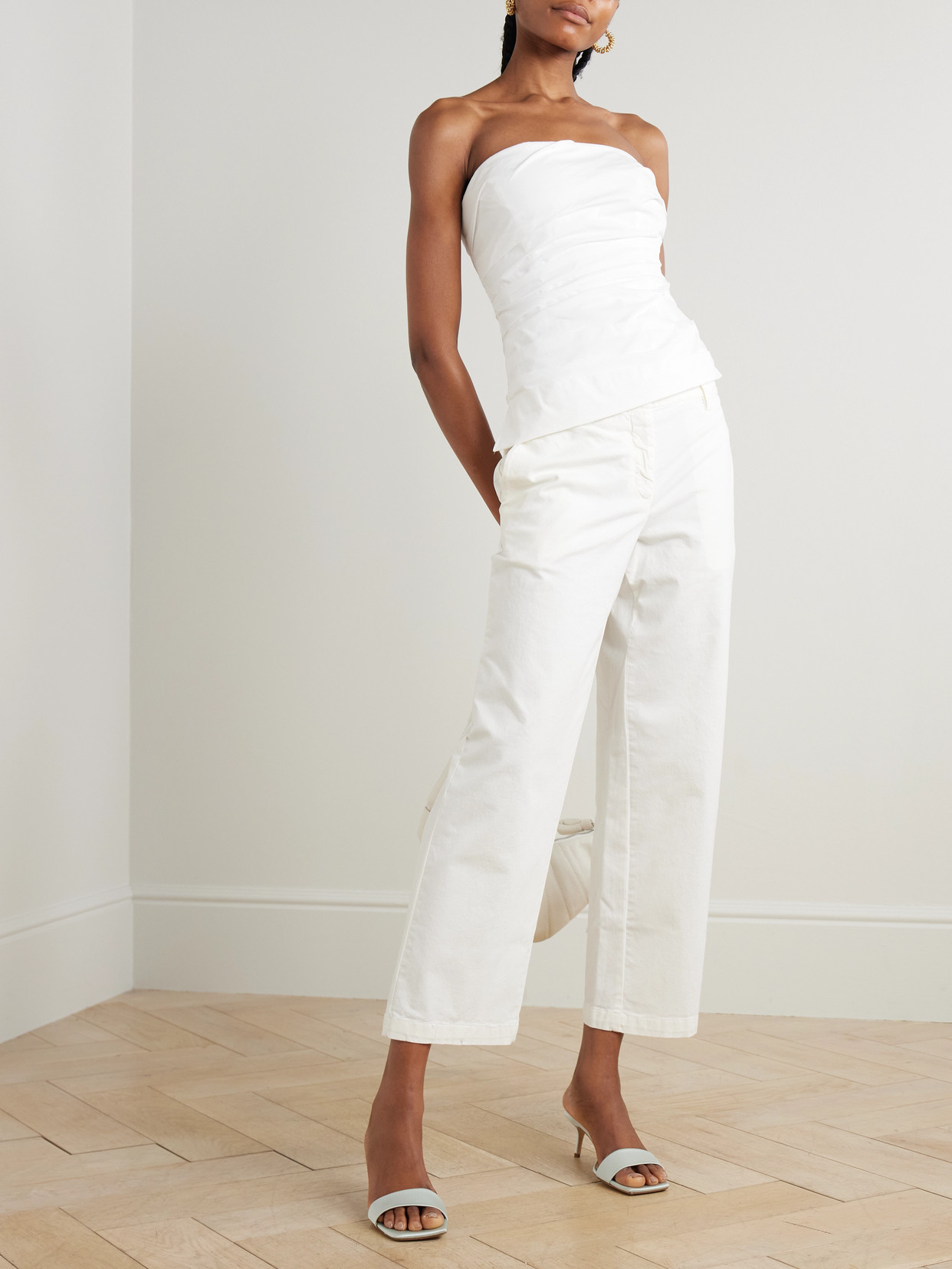Simkhai Emerson Ruched Bustier Top In White