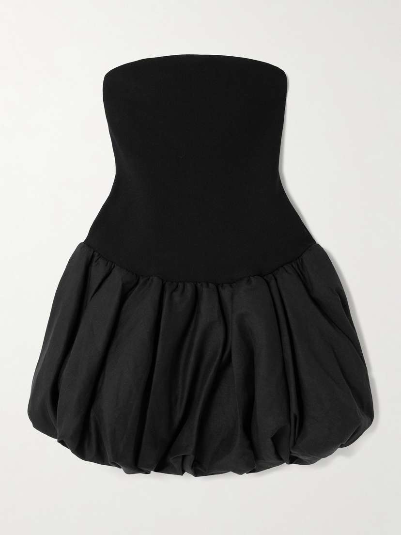 Simkhai Pollie Strapless Stretch Recycled-knit And Linen-blend Mini Dress