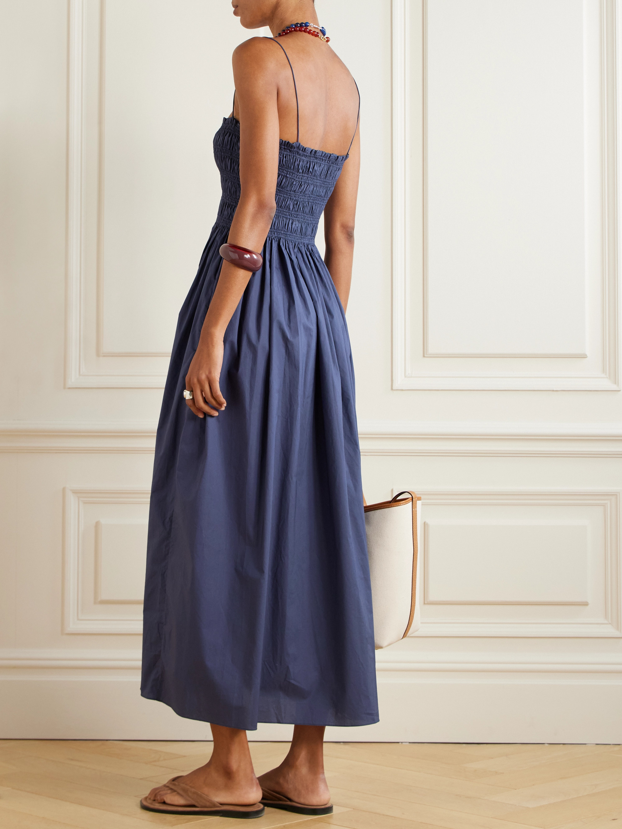 Matteau Shirred organic cotton midi dress