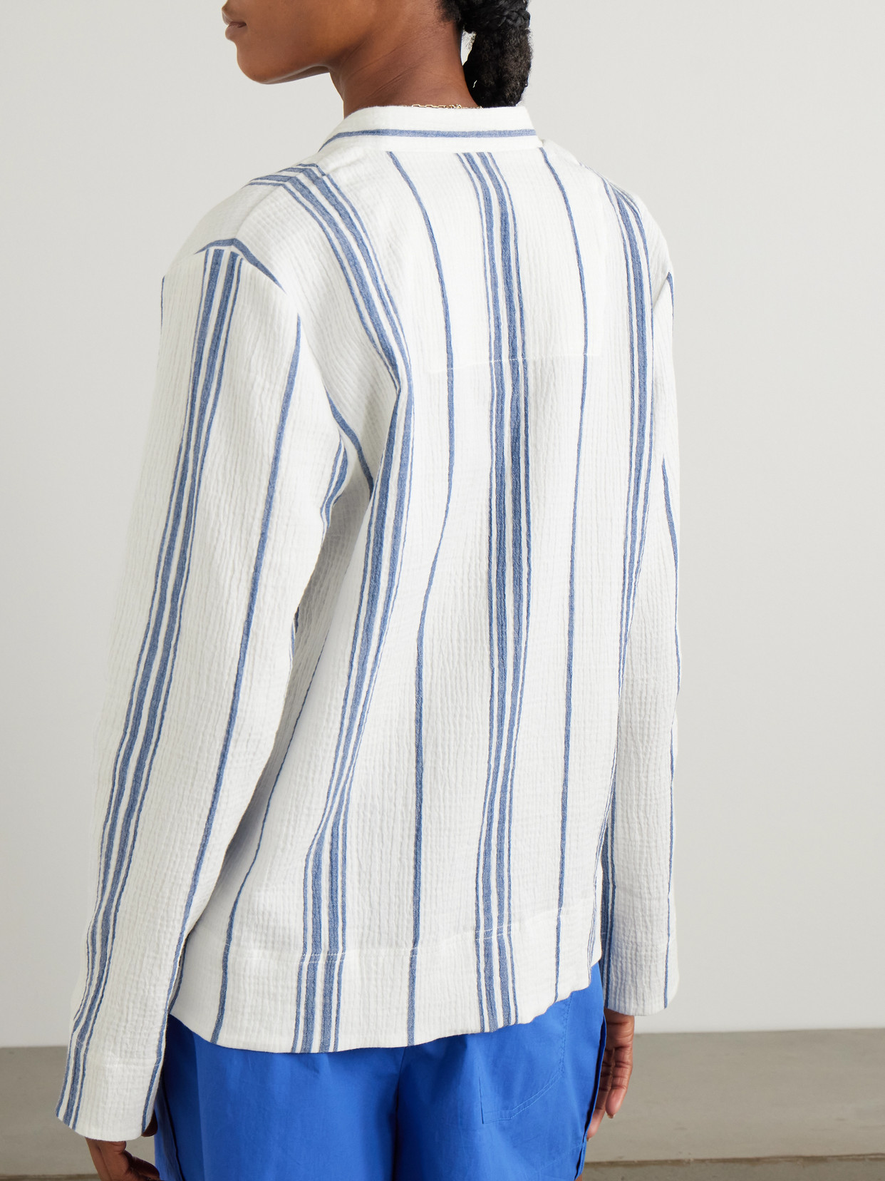 MATTEAU FISHERMAN STRIPED COTTON-BLEND GAUZE SHIRT