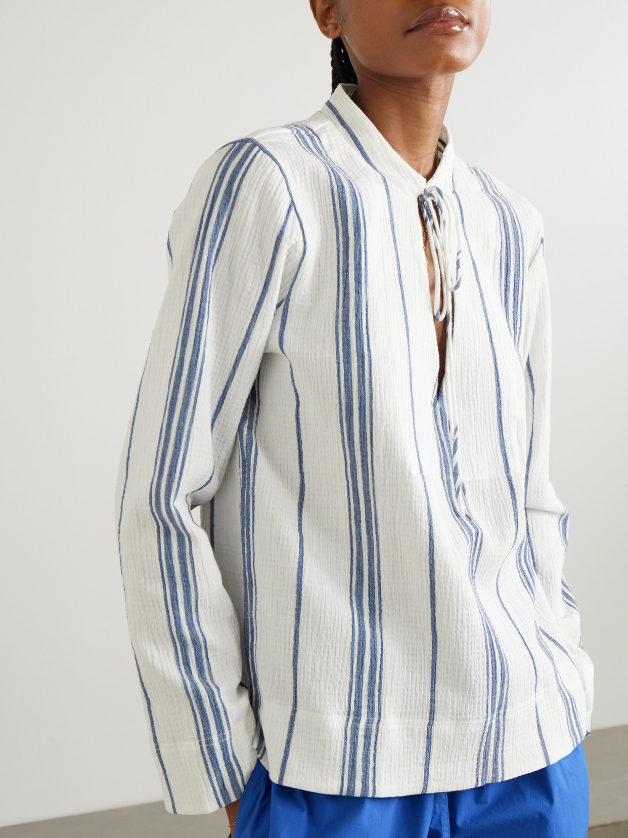 MATTEAU FISHERMAN STRIPED COTTON-BLEND GAUZE SHIRT