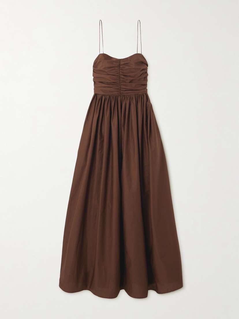 Matteau Gathered Organic Cotton-poplin Midi Dress