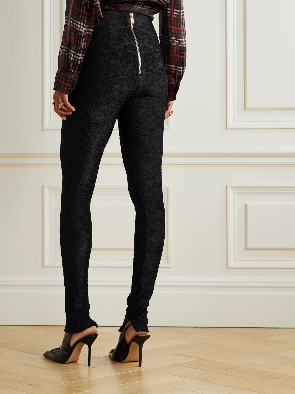Balmain Bouclé Jacquard-knit Leggings In Black