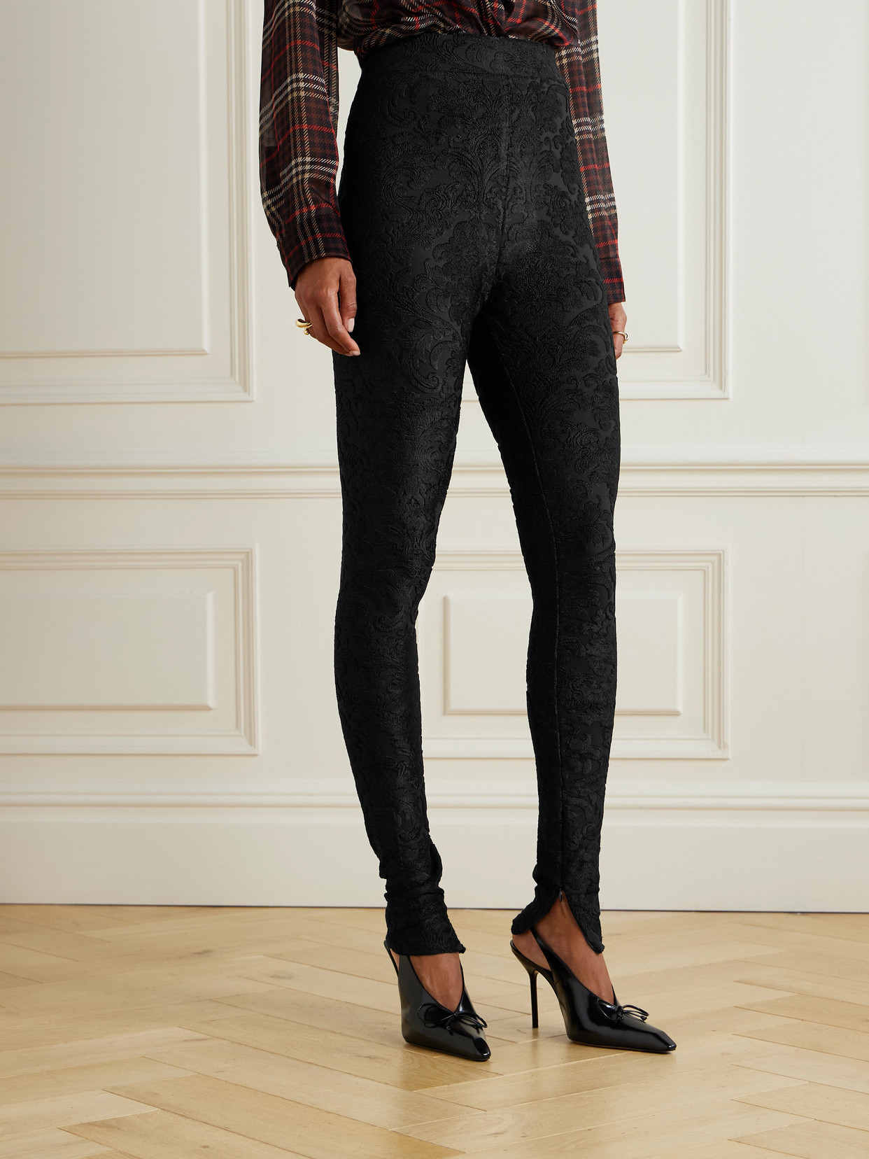 Balmain Bouclé Jacquard-knit Leggings In Black