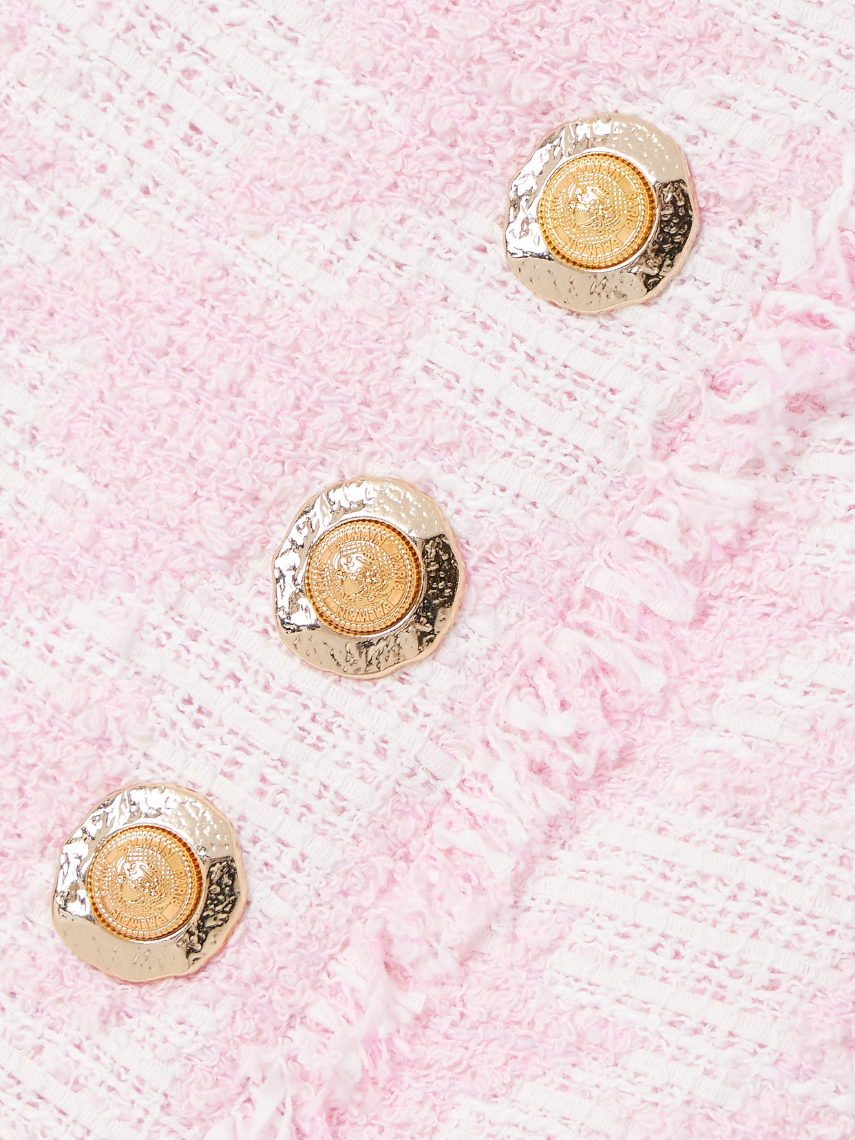 Balmain Button-embellished Pleated Checked Cotton-blend Tweed Mini Skirt